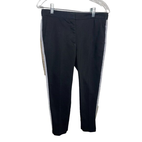 ZARA BASIC Women's Size Large Black Ankle Pants with White/Tan Side Stripes - Picture 2 of 14